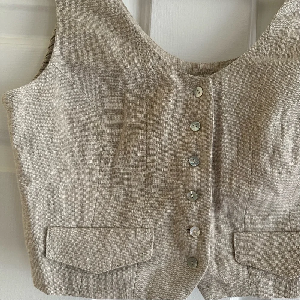 Anthropologie Sovere Instance Crop Vest in Natural NWT size M Old Money Minimal‎ - Picture 5 of 8